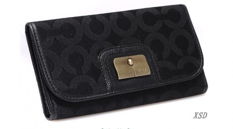 Coach Madison Checkbook Large Black Wallets CHT - Click Image to Close